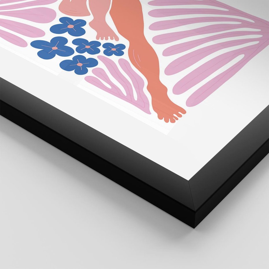 Plakat w ramie 30x40 - Opowieść Ognistych Rytów - nowoczesny kobiecy akt, graficzne kształty - rama czarna