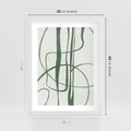 Plakat w ramie 30x40 - Zielony Spokój - zielona abstrakcja, spokojny plakat - rama biała