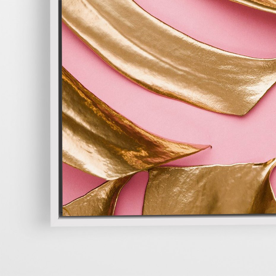 Obraz w ramie 70x100 - Przyjemność w Naturze - złote, liście - rama biała