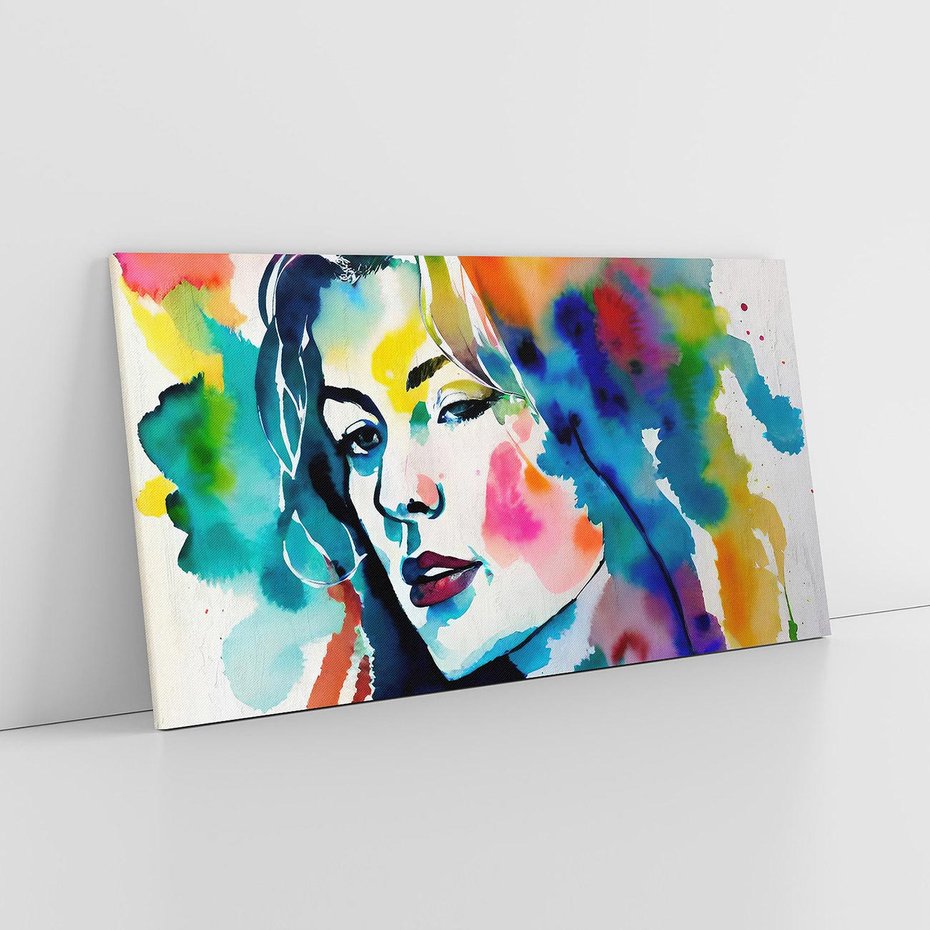 Obraz na płótnie 120x60 - Abstrakcyjna ekstaza barw - abstrakcyjny portret kobiety, szkic czarną kreską