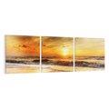 Obraz na płótnie 90x30 - Plaża Morza i Fale Zachodu Słońca - plaża, morze
