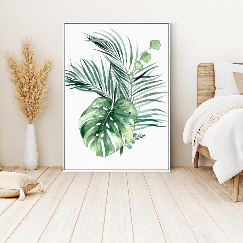 Obraz w ramie 70x100 - Przyjemność Złotej Natury - złote, liście - rama biała