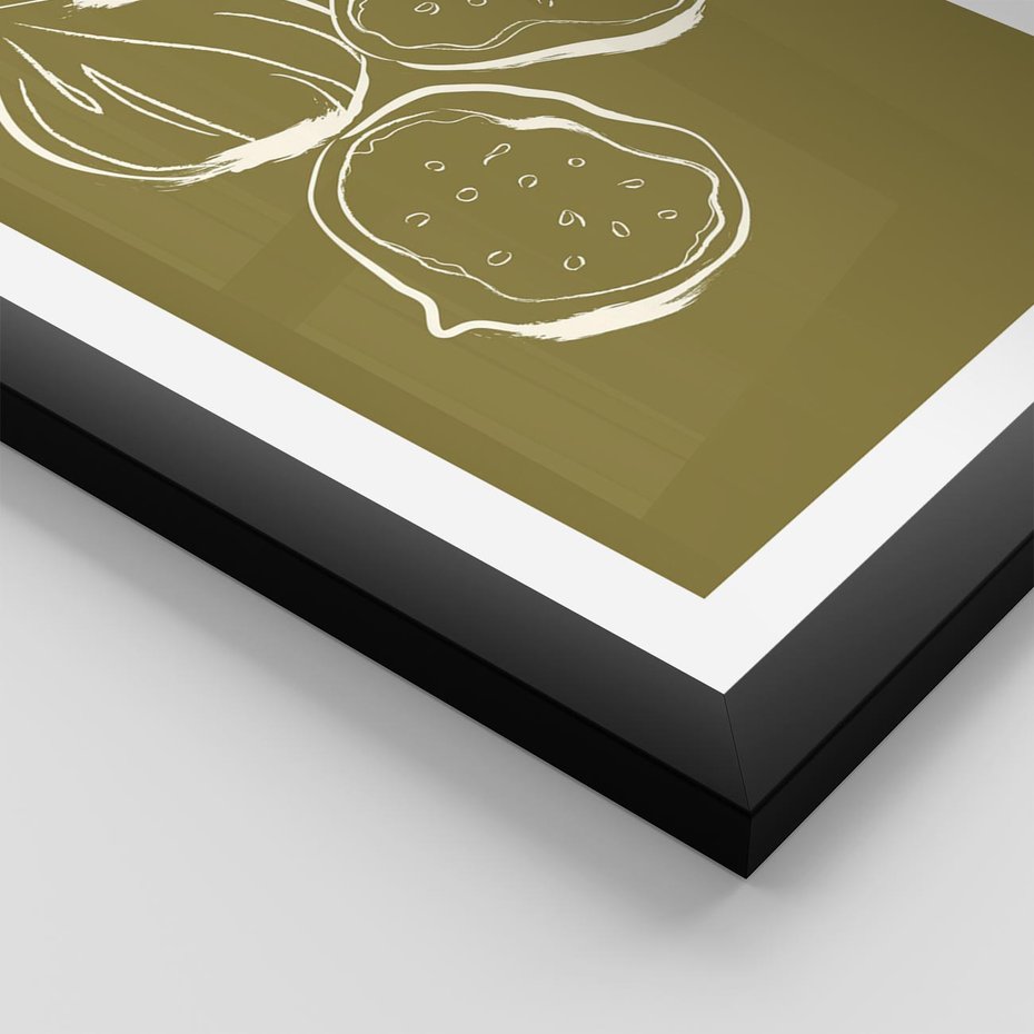 Plakat w ramie 50x70 - Podróżne Barwy - figi, minimalistyczny styl - rama czarna