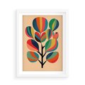 Plakat w ramie 50x70 - Harmonia Rozplątanych Form - abstrakcyjny kolorowy tęczowy obraz, inspiracje roślinne - rama biała