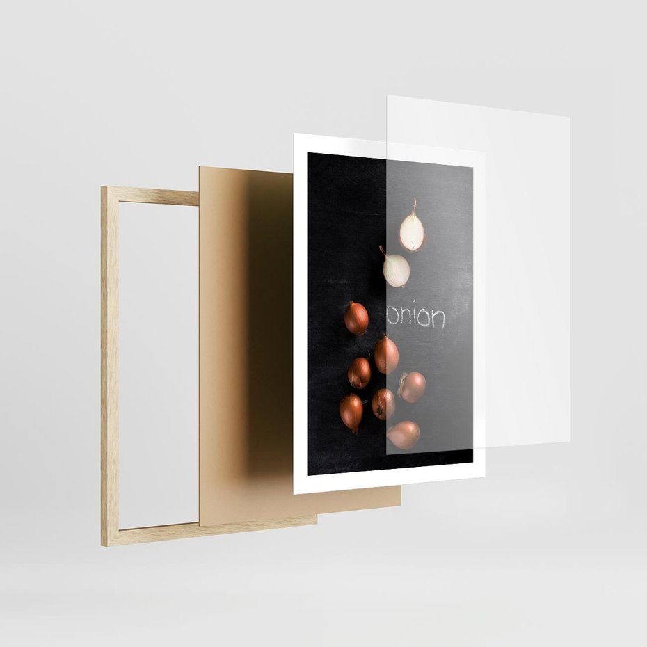 Plakat w ramie 50x70 - Aromatyczne Inspiracje - cebula, kuchnia - rama drewno