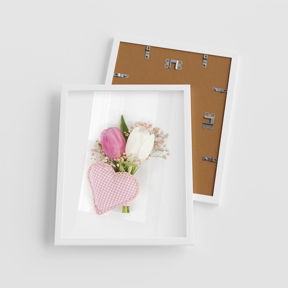 Plakat w ramie 40x50 - Kolorowa Harmonia - kwiaty, bukiet - rama biała