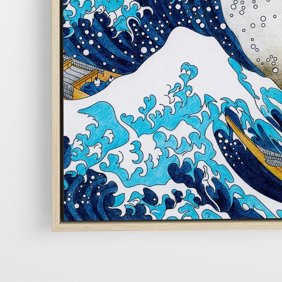 Obraz w ramie 80x80 - Wzburzone Morze - wielka fala w kaganawie, Hokusai - rama drewno