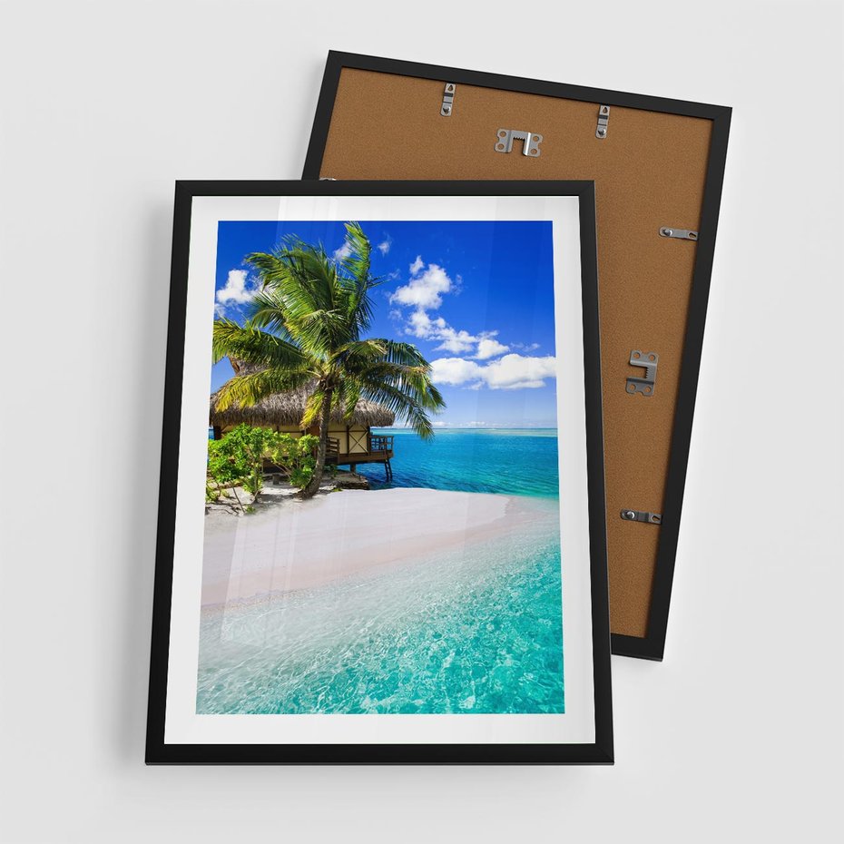 Plakat w ramie 50x70 - Zaklęte palmy tropików - palmy, ocean - rama czarna