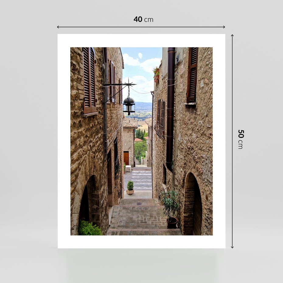 Plakat bez ramy 40x50 - Perspektywa malowniczej uliczki - uliczka, perspektywa