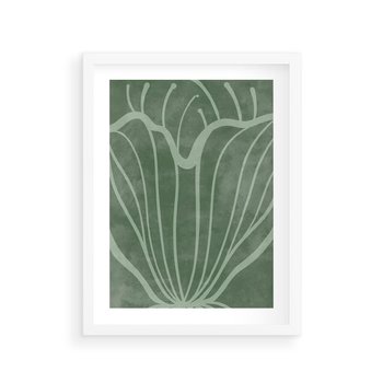 Plakat w ramie 30x40 - Zieleń Kształtująca Spokój - zielony plakat, roślinne inspiracje - rama biała