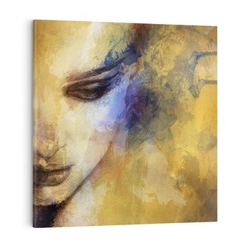 Obraz na płótnie 40x40 - Graficzna ekspresja kobiecego portretu - portret, grafika