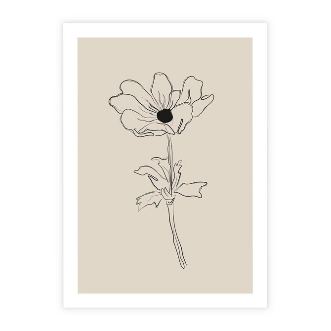 Plakat bez ramy 21x30 - Przenikający Dialog - szkic kwiatu, mnimalistyczny szkic