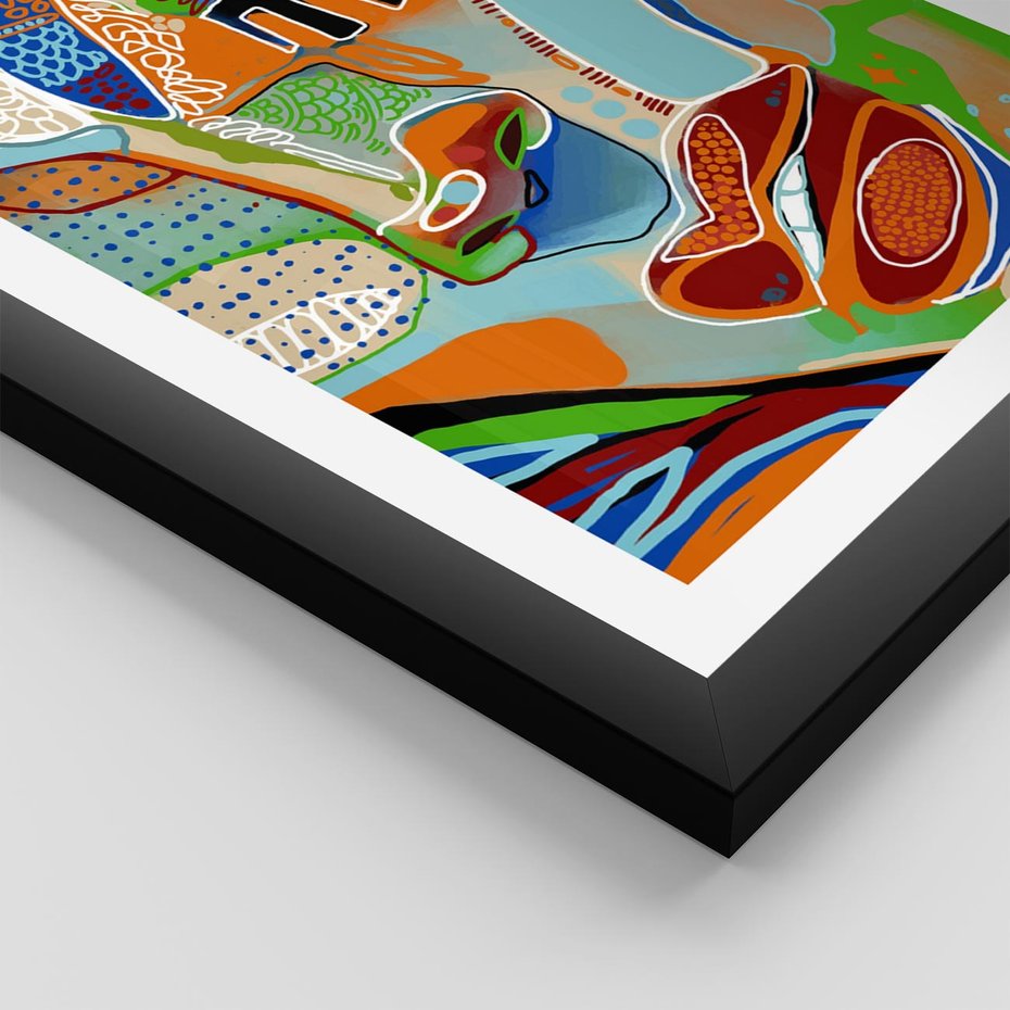 Plakat w ramie 50x70 - Wibracje Kształtów - abstrakcyjny portret kobiety, twarz - rama czarna