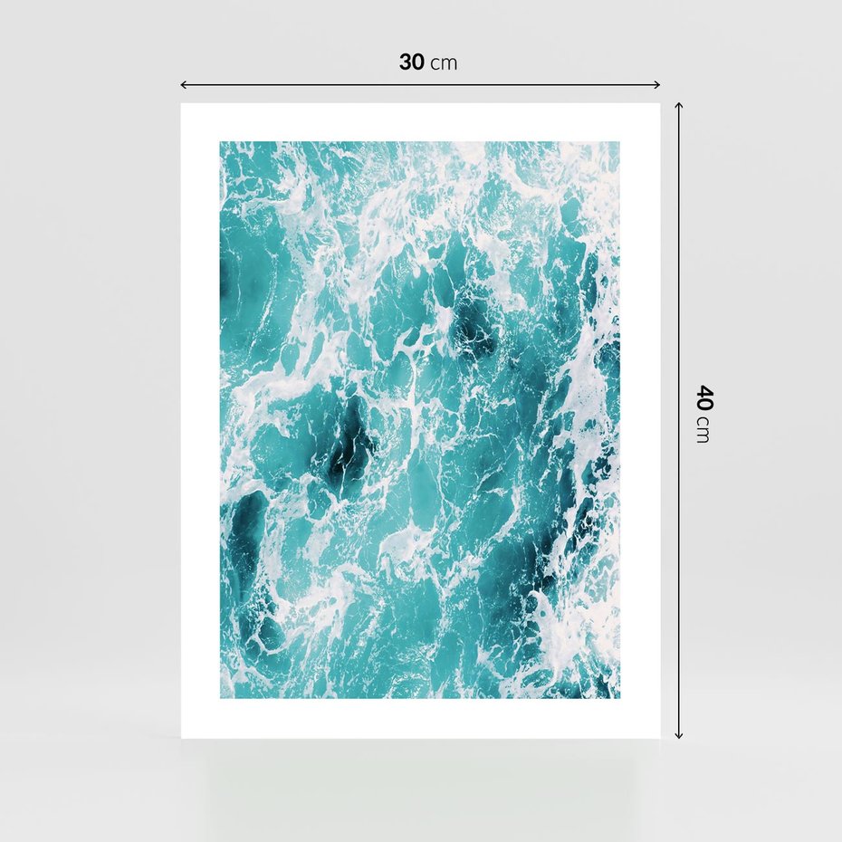 Plakat bez ramy 30x40 - Wzburzony Ocean: Widok Z Góry - wzburzony ocean, błękitna woda