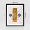 Plakat w ramie 40x50 - Minimalistyczna Monstera: Złoty Prostokąt - liść  monstery, minimalizm - rama czarna