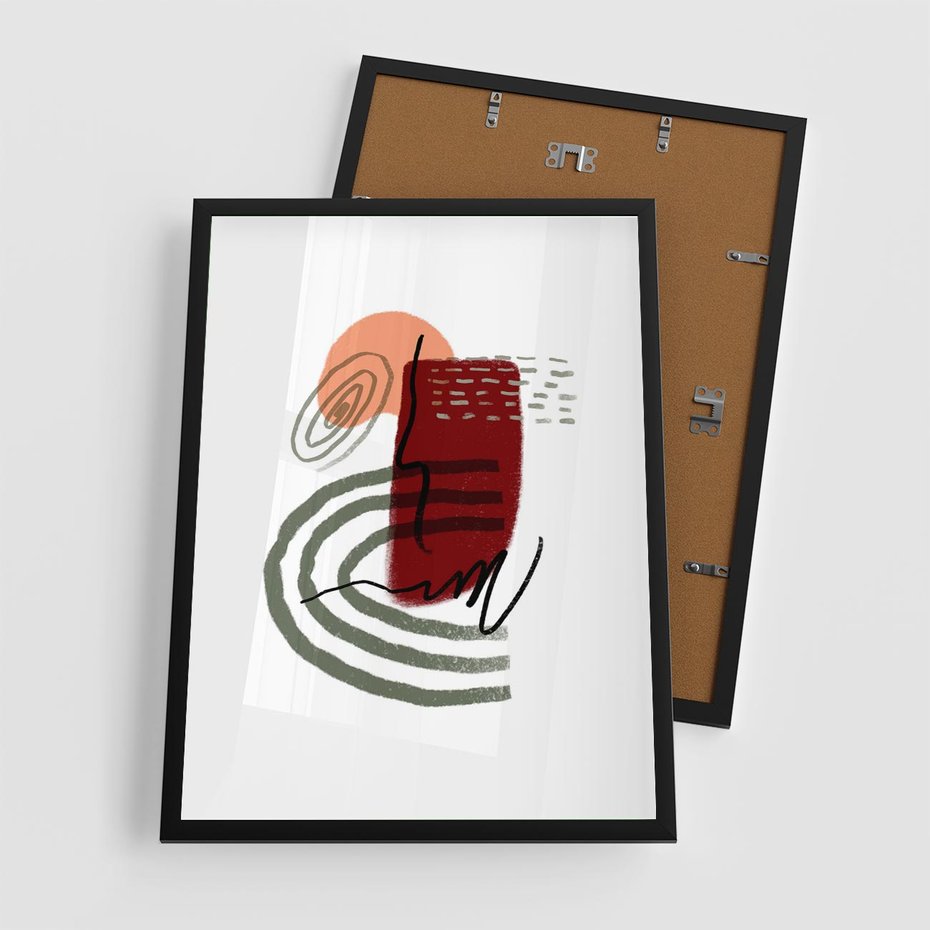 Plakat w ramie 50x70 - Boho Raj - abstrakcyjna sztuka, boho kształty - rama czarna