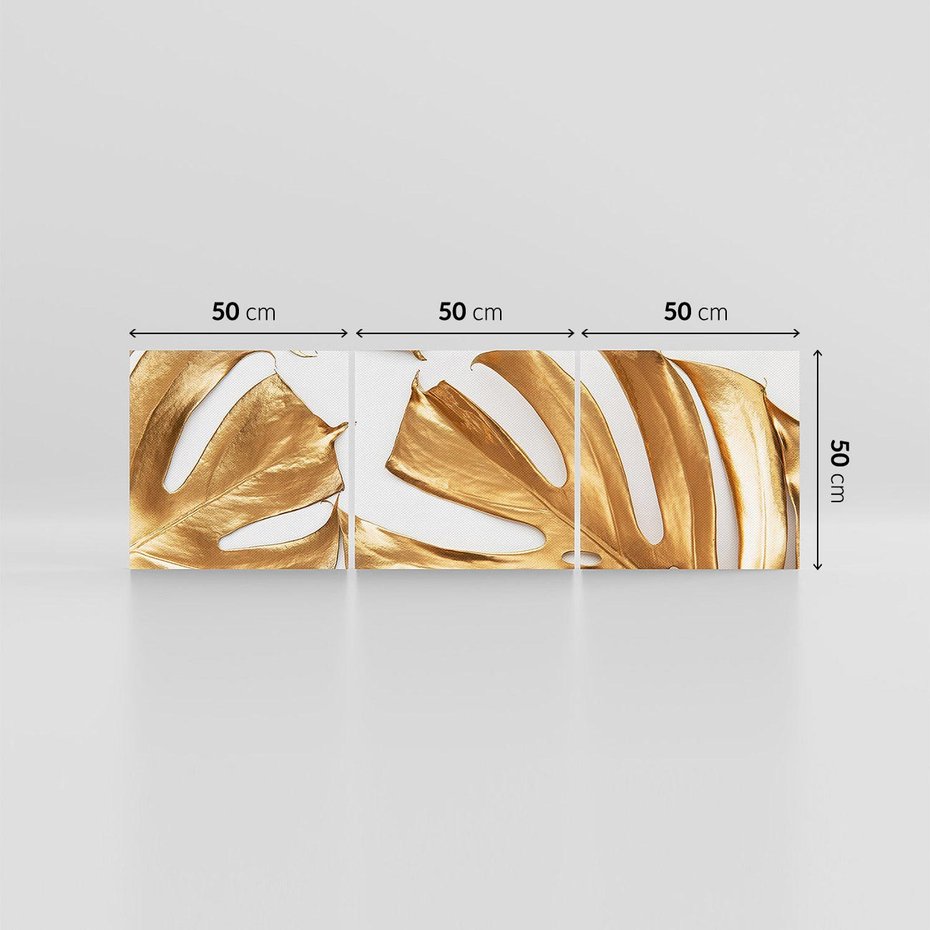 Obraz na płótnie 150x50 - Siła Natury - złote, liście