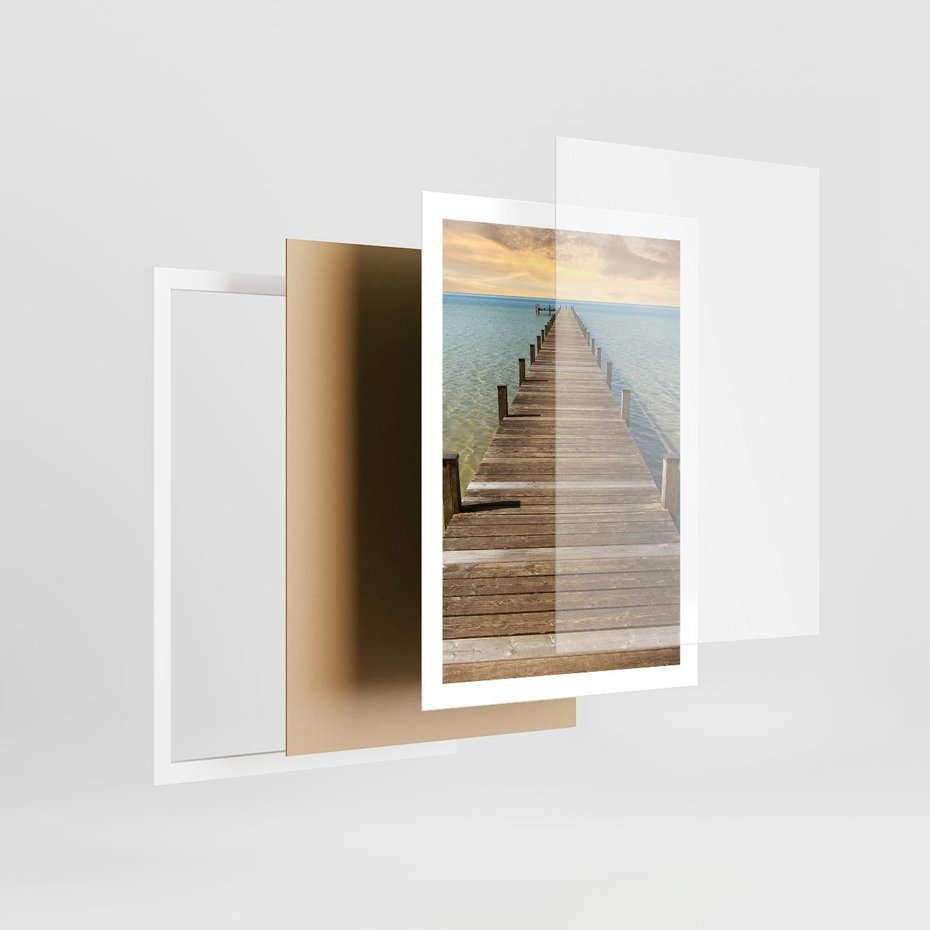 Plakat w ramie 50x70 - Pomost ku morzu - pomost, morze - rama biała