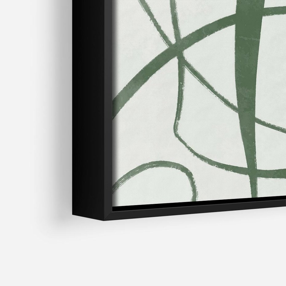 Obraz w ramie 50x50 - Zielony Spokój - zielona abstrakcja, spokojny plakat - rama czarna