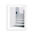 Plakat w ramie 30x40 - Schody ku Urokowi Wyspy - schody, santorini - rama biała