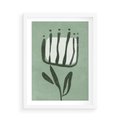Plakat w ramie 50x70 - Objęcia Zieleni - zielona abstrakcja, zgaszona zieleń - rama biała