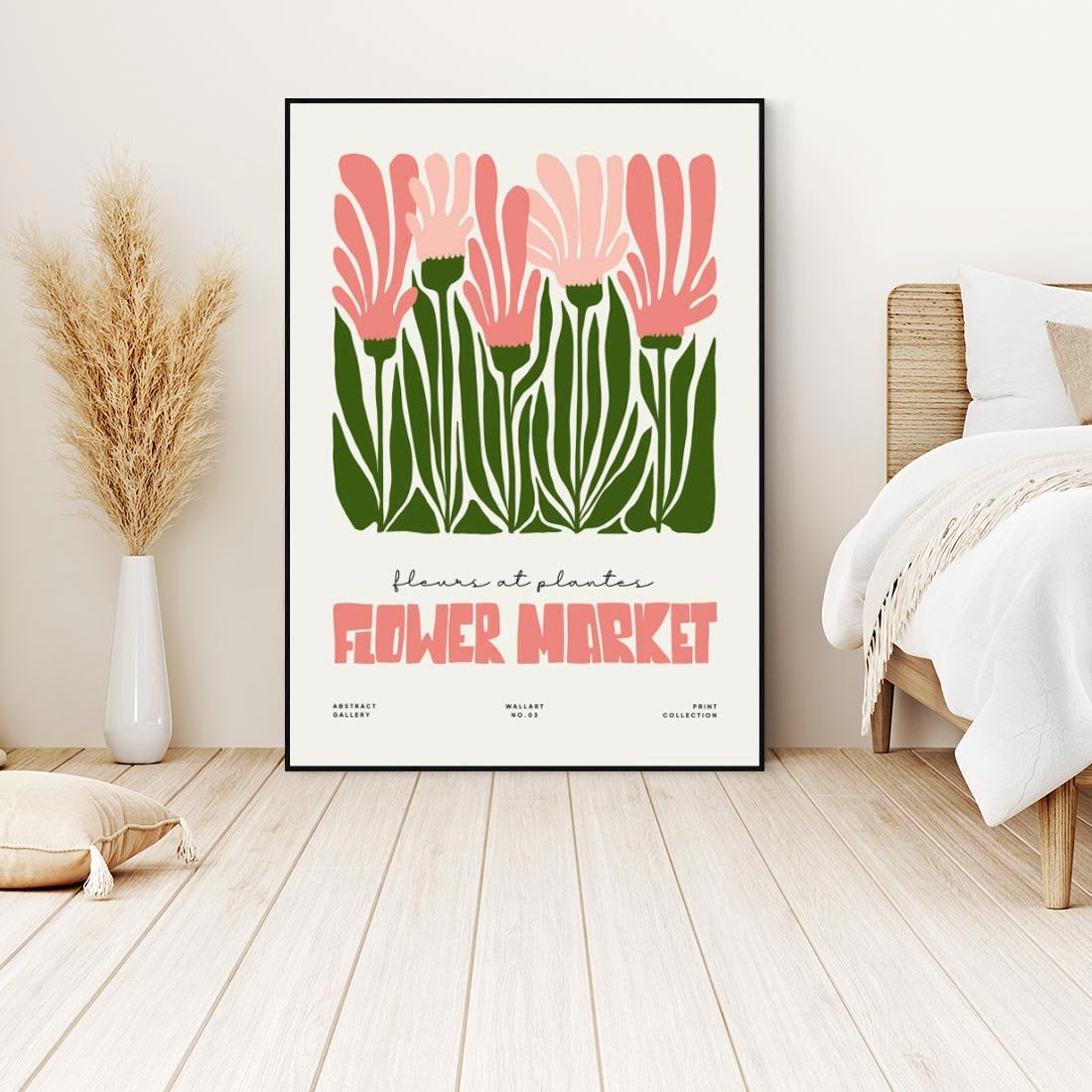 Obraz w ramie 70x100 - Symfonia Kolorowych Kształtów - nowoczesna grafika, kwiatowa kompozycja - rama czarna