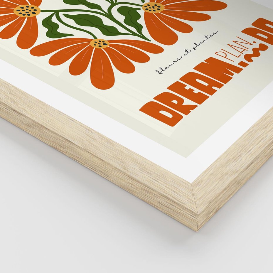 Plakat w ramie 50x70 - Księga Abstrakcji - sztuka nowoczesna, kolorowe kwiaty - rama drewno