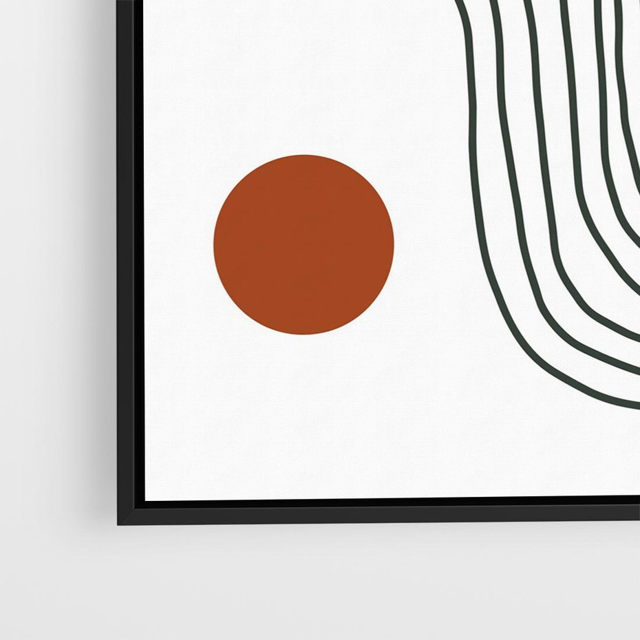 Obraz w ramie 50x50 - Kontury Harmonii - nieregularne linie, koła - rama czarna