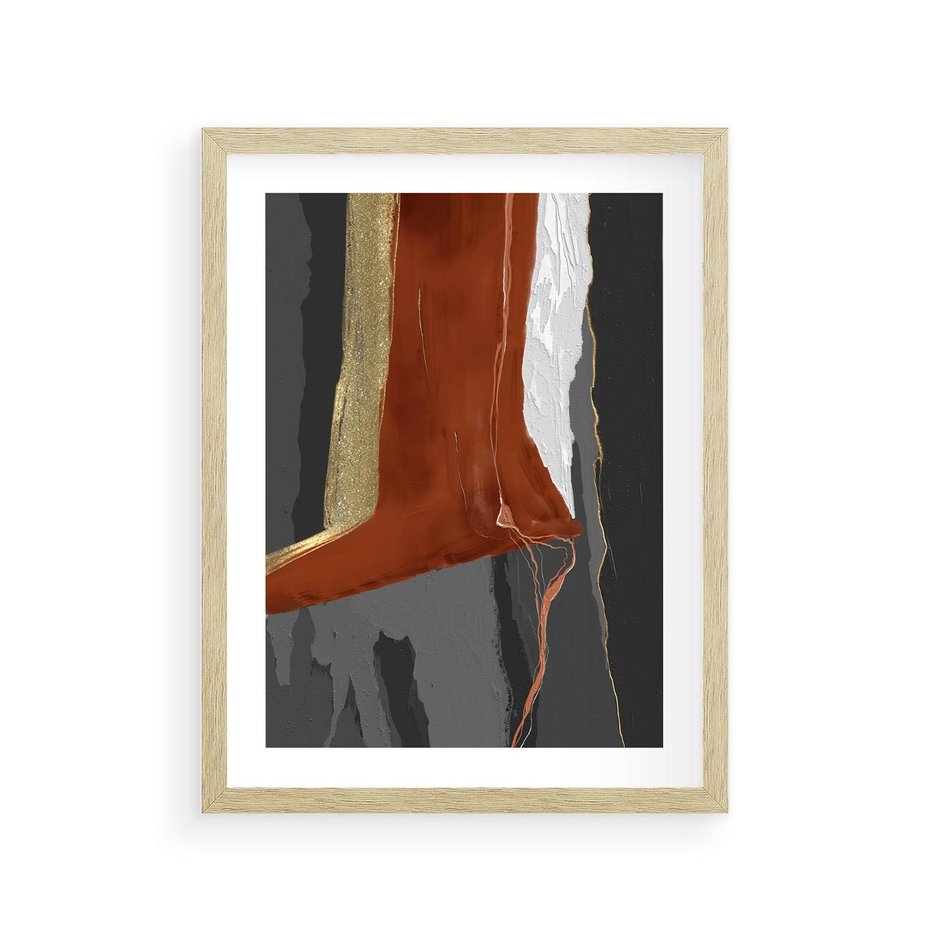 Plakat w ramie 30x40 - Abstrakcyjna impresja - abstrakcja, nowoczesny - rama drewno