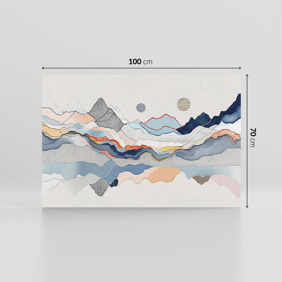 Obraz na płótnie 100x70 - Dynamiczne Góry - akwarelowe graficzne góry, krajobraz