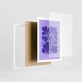 Plakat w ramie 50x70 - Migocące Boho Wibracje - kwiaty, energetyczne fioletowe tło - rama biała