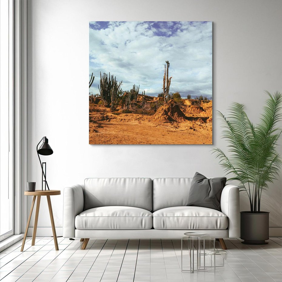 Obraz na płótnie 40x40 - Skarby Pustynnego Kanionu - pustynia, kaktusy