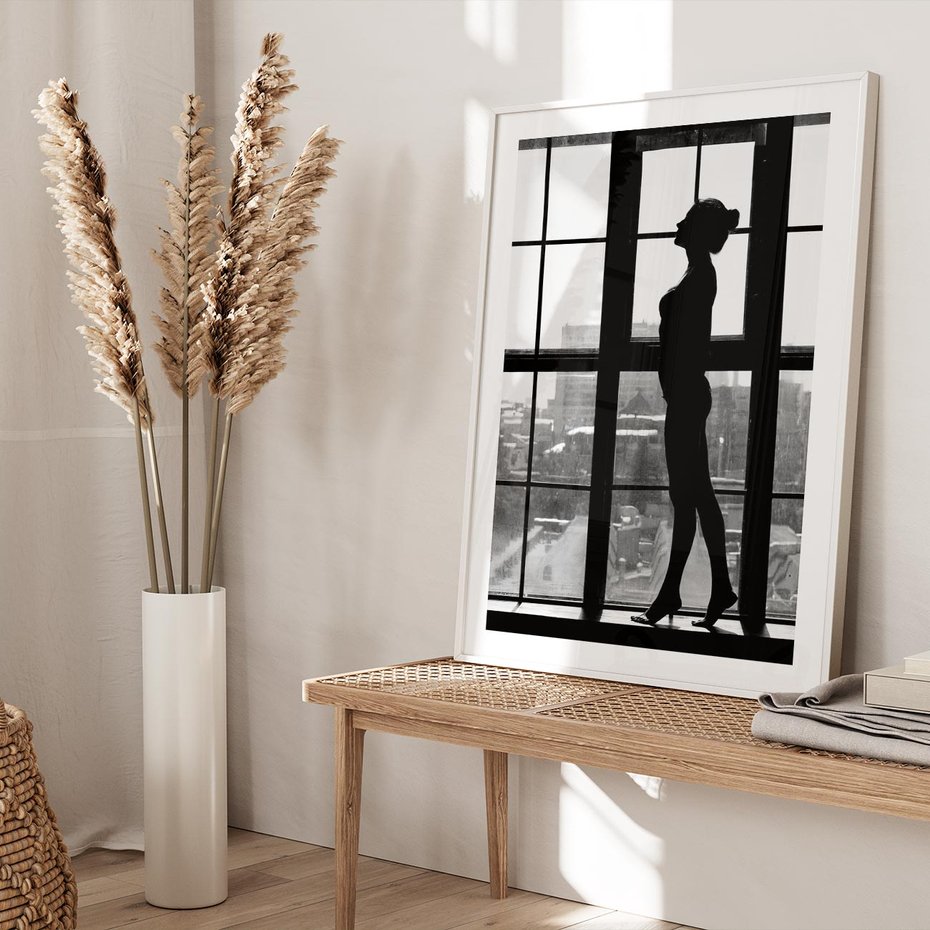 Plakat w ramie 30x40 - Piękno Kobiecej Formy - retro zdjęcie, czarno białe - rama biała