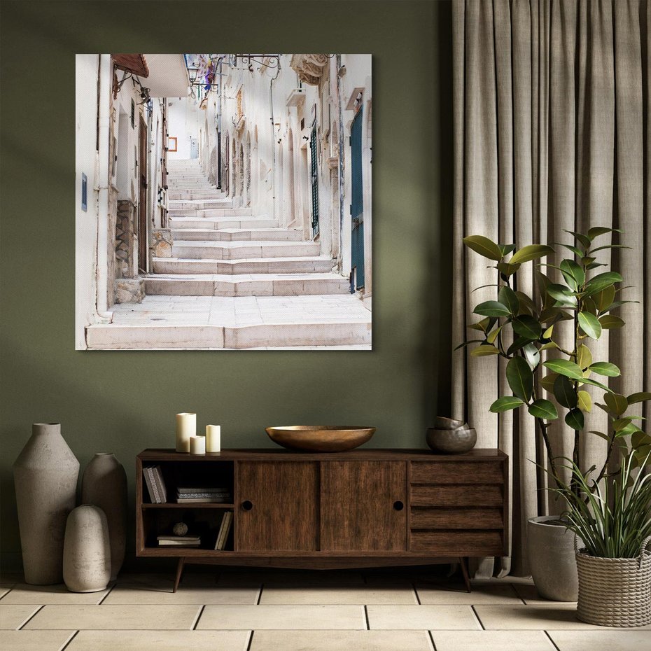 Obraz na płótnie 40x40 - Urokliwa uliczka w perspektywie - uliczka, perspektywa