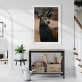 Plakat w ramie 30x40 - Spokojny jeleń - jeleń, las - rama biała