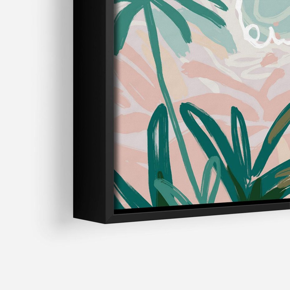 Obraz w ramie 50x50 - Rajski Stan - pastelowy krajobraz, nowoczesny plakat - rama czarna