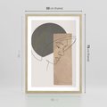 Plakat w ramie 50x70 - Jedną Linią: Kobieca Twarz - abstrakcja, plamy w tle - rama drewno