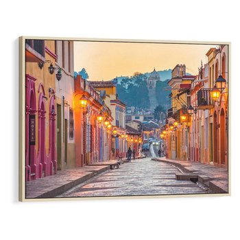 Obraz w ramie 100x70 - W stronę marzycielskich horyzontów - włoska uliczka, wieczór - rama drewno