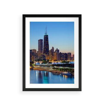Plakat w ramie 40x50 - Miasto nad Rzeką - miasto, rzeka - rama czarna