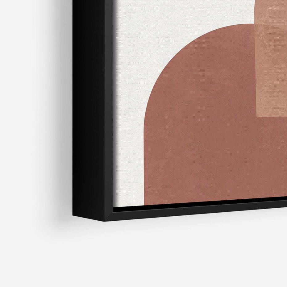 Obraz w ramie 50x50 - Harmonijne Widoki - abstrakcyjne geometryczne kształty, odcienie brązu i beżu - rama czarna