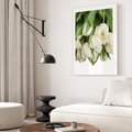 Plakat w ramie 50x70 - Białe tulipany w pełnym rozkwicie - białe, tulipany - rama biała