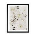 Plakat w ramie 50x70 - Białe Kwiaty: Płatki Delikatności - białe kwiaty, zbliżenie - rama czarna