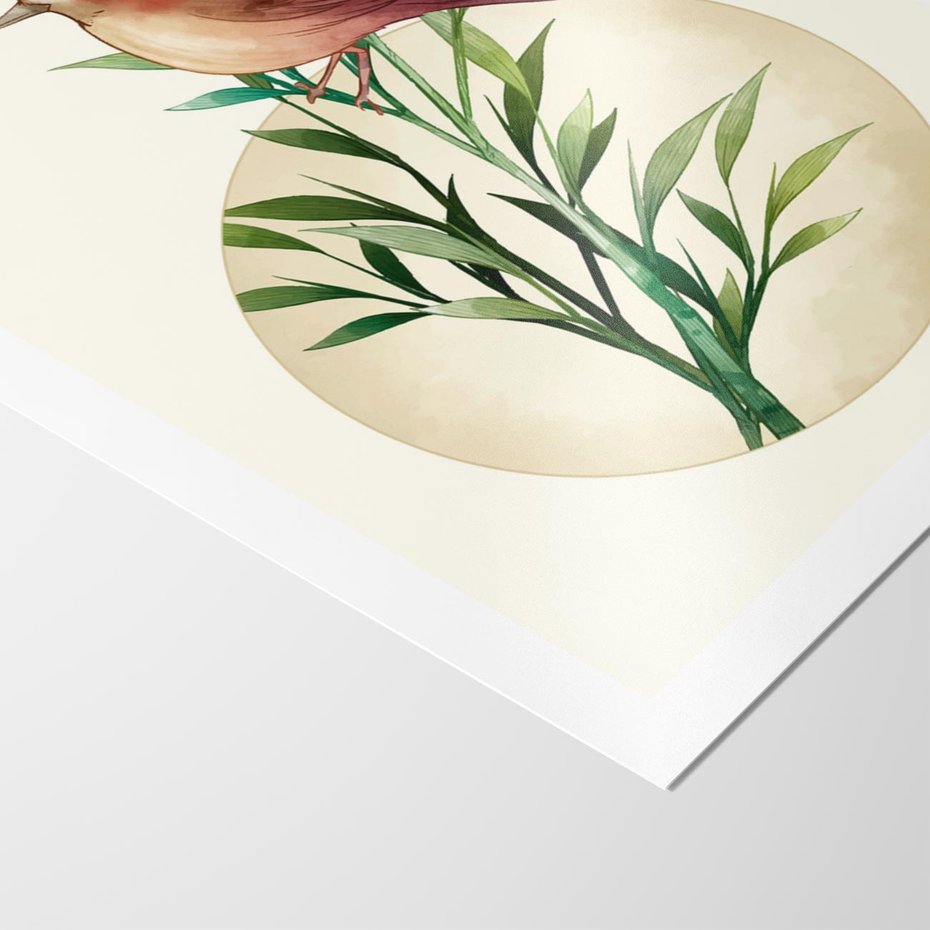 Plakat bez ramy 21x30 - Rozkwitająca Delikatność - japońska sztuka, ptak