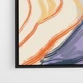 Obraz w ramie 50x50 - Pokreślony Świat - abstrakcyjne formy, odcienie pomarańczu i fioletu - rama czarna