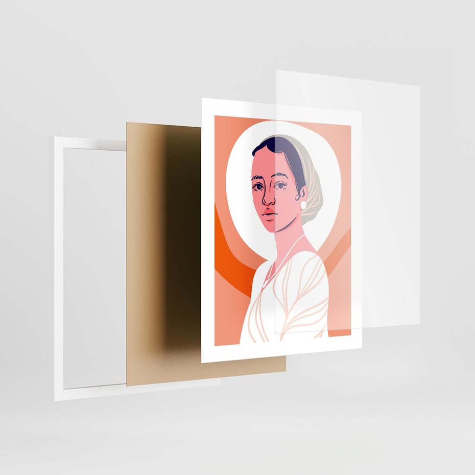 Plakat w ramie 40x50 - Kobieca Harmonia - nowoczesny plakat, styl retro - rama biała