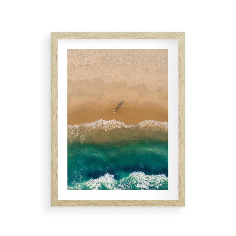 Plakat w ramie 30x40 - Nadbrzeżna Harmonia - plaża, morze - rama drewno