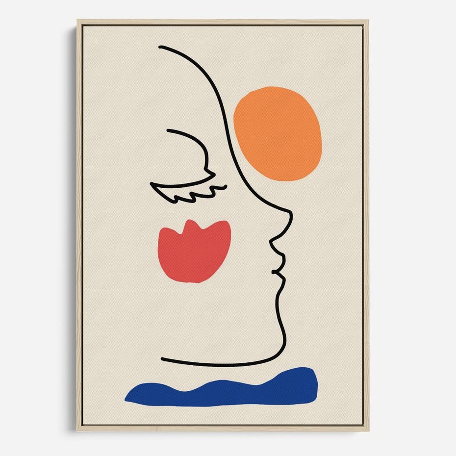 Obraz w ramie 80x120 - Taniec Przenikających Plam - abstrakcyjny obraz, przypomina twarz - rama drewno