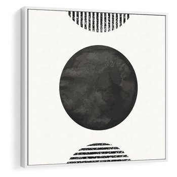 Obraz w ramie 80x80 - Tajemnicza Kompozycja - abstrakcyjne czarno białe formy, minimalizm - rama biała