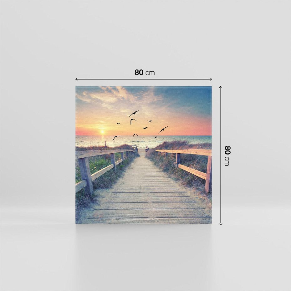 Obraz na płótnie 80x80 - Sielanka nad brzegiem - plaża, pomost