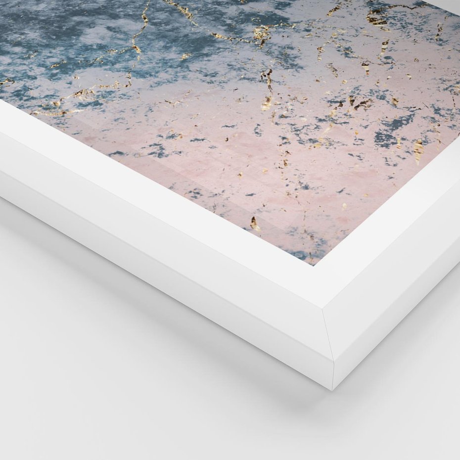 Plakat w ramie 30x40 - Elegancja i Wyrafinowanie - marmur, złoto - rama biała